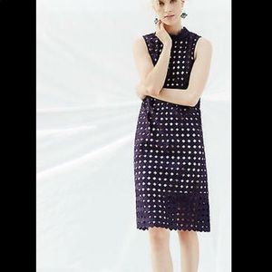 Anthropologie Maeve Navy Circle Lace MIDI Dress M